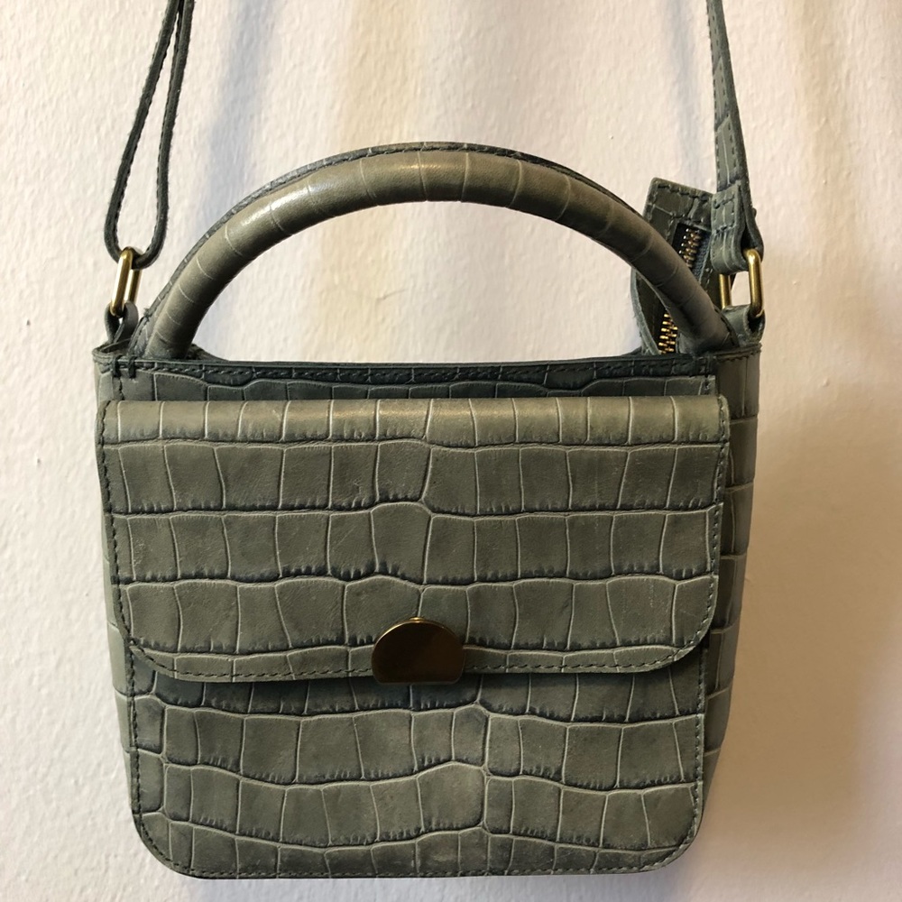 Madewell Leather Faux Crocodile Purse